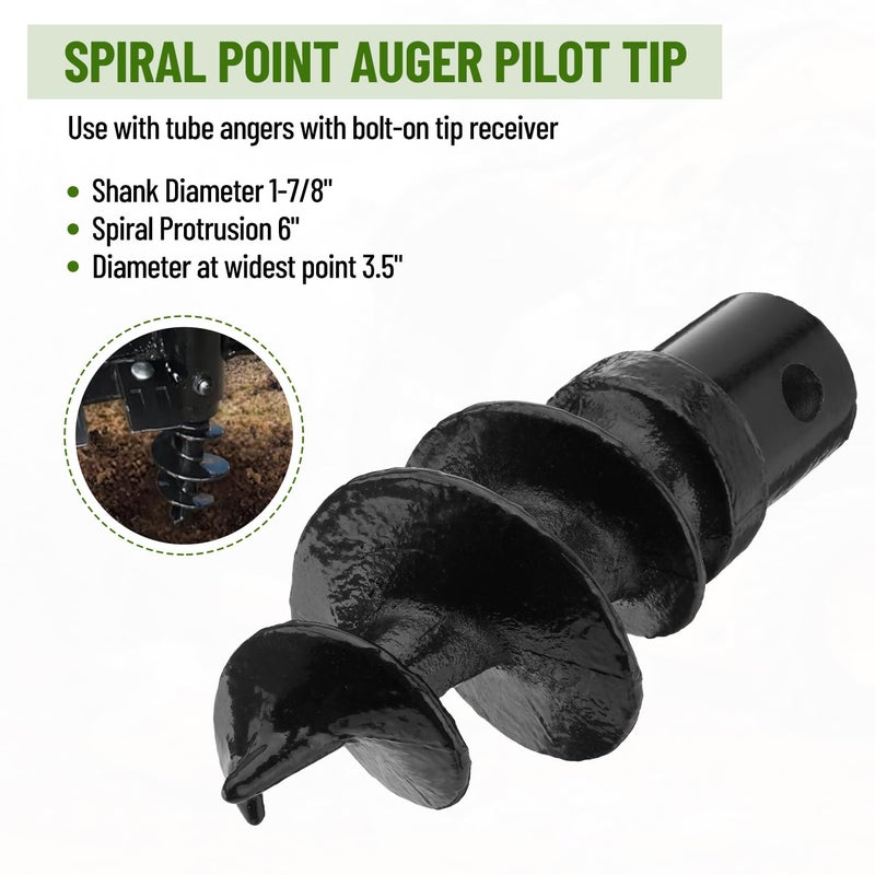 Venussar Bolt-On Spiral Point Auger, with 2 Pack 3 Point Auger Cutting Edge, for Heavy-Duty Augers, 3 Point Post Hole Digger - Image 3